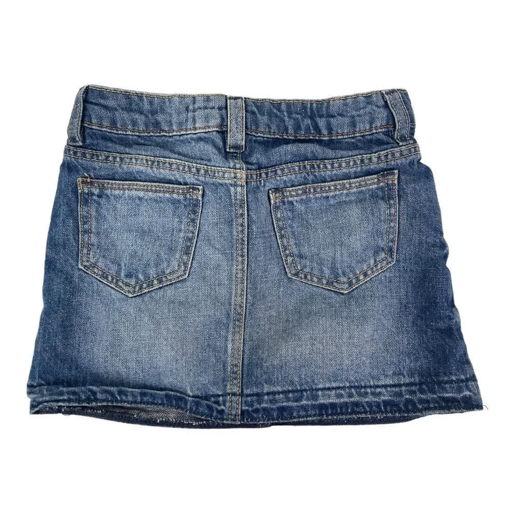 Baby Gap 1969 Denim Blue Jean Mini Skirt Medium Wash Adjustable 4 Years EUC